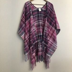 Woolrich Plaid Cozy Blanket Wrap With Fringe Trim OS